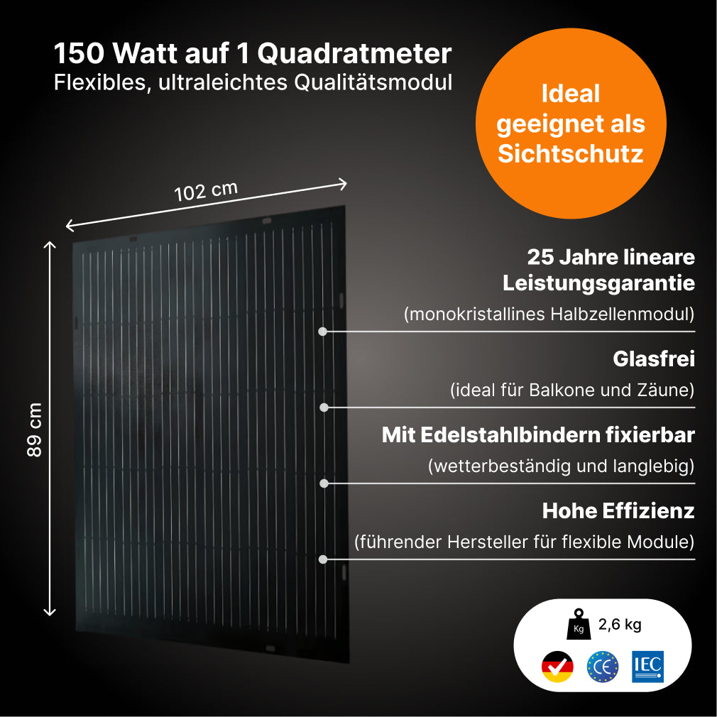 Leichte Solarmodule Sunman SMF150 Vorteile