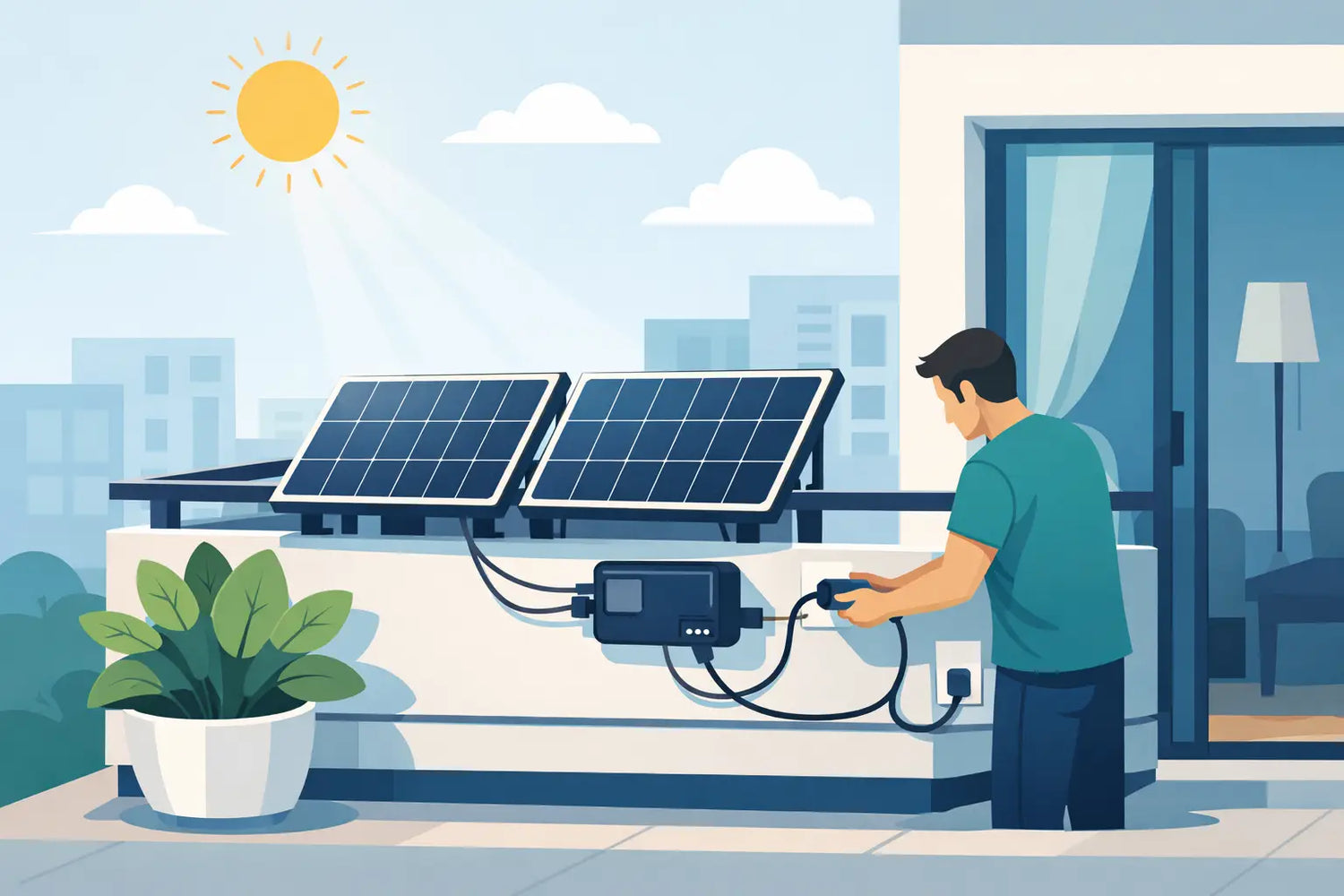 Mini Solaranlage am Balkon anschließen