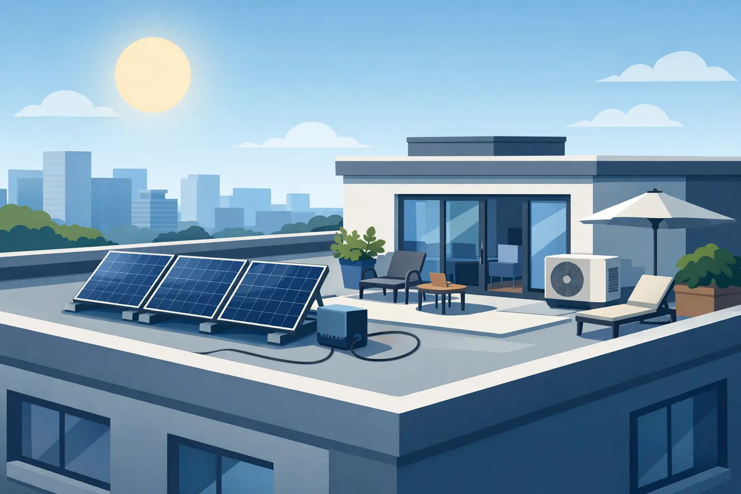 Steckersolaranlage für die Flachdachwohnung