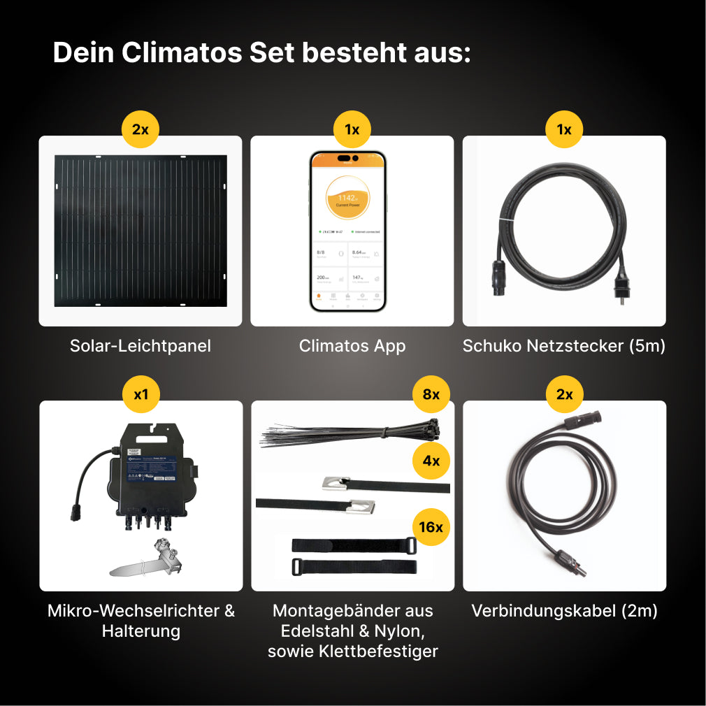Climatos Smart 300W – Ultraleichtes Balkonkraftwerk (Plug-&amp;-Play Solaranlage für Balkon)